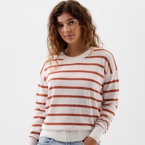 Gap Linen-Blend Crewneck Sweater in New off white stripe Color Lightweight